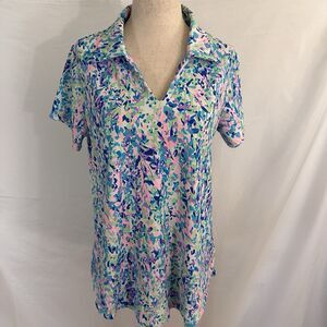 Lulu B Womens Medium Golf Top Polo Colorful Activewear Top UPF 50